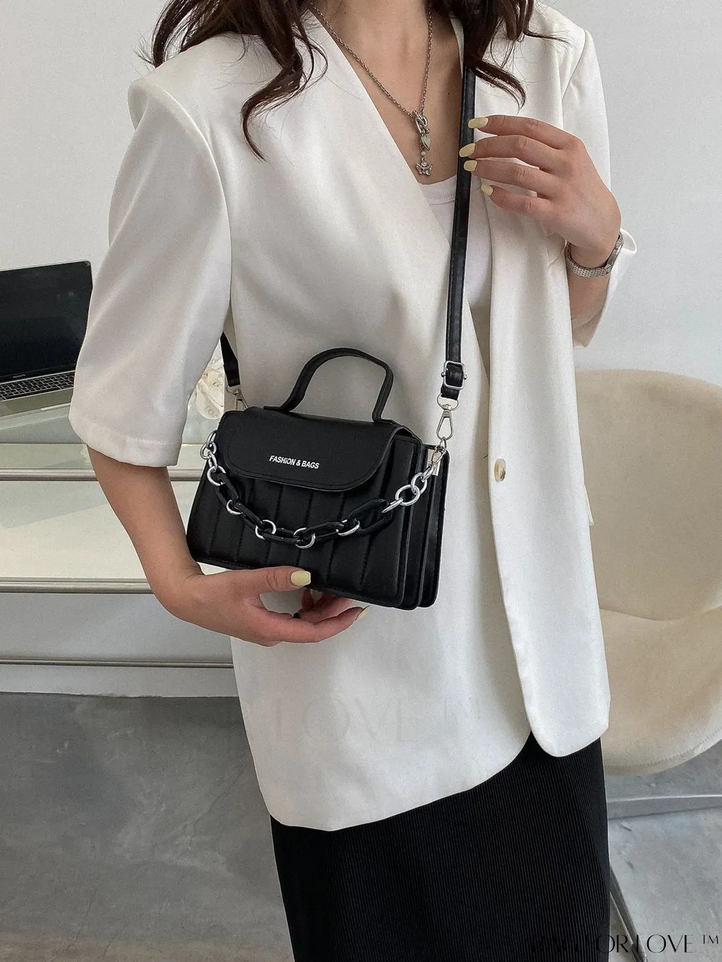 BagForLove - Compact Chain-Adorned Satchel: Stylish and Functional