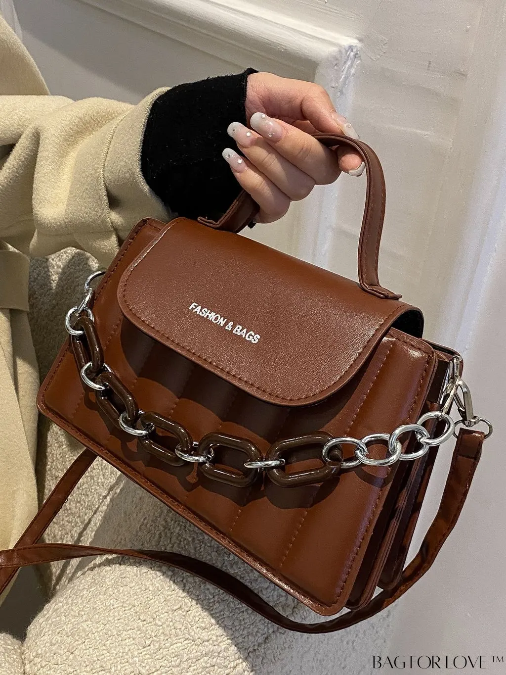 BagForLove - Compact Chain-Adorned Satchel: Stylish and Functional