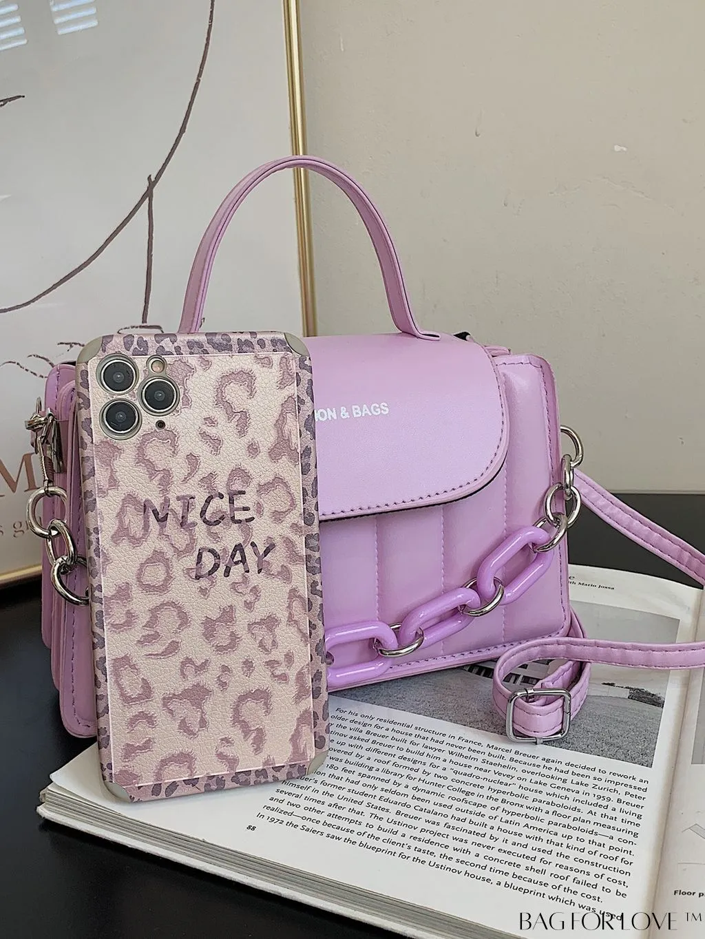 BagForLove - Compact Chain-Adorned Satchel: Stylish and Functional