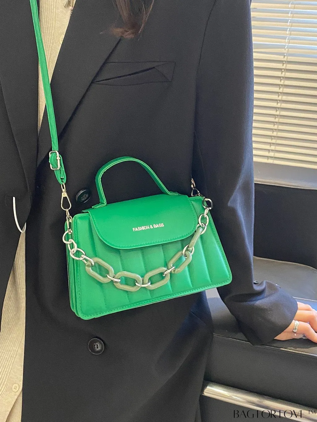 BagForLove - Compact Chain-Adorned Satchel: Stylish and Functional