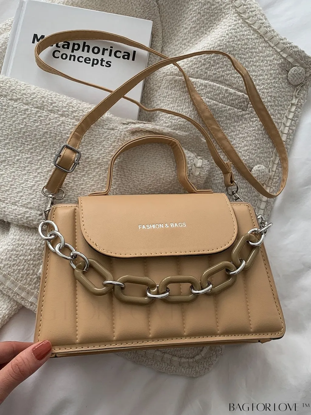BagForLove - Compact Chain-Adorned Satchel: Stylish and Functional