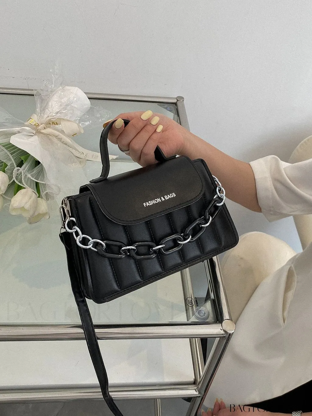 BagForLove - Compact Chain-Adorned Satchel: Stylish and Functional
