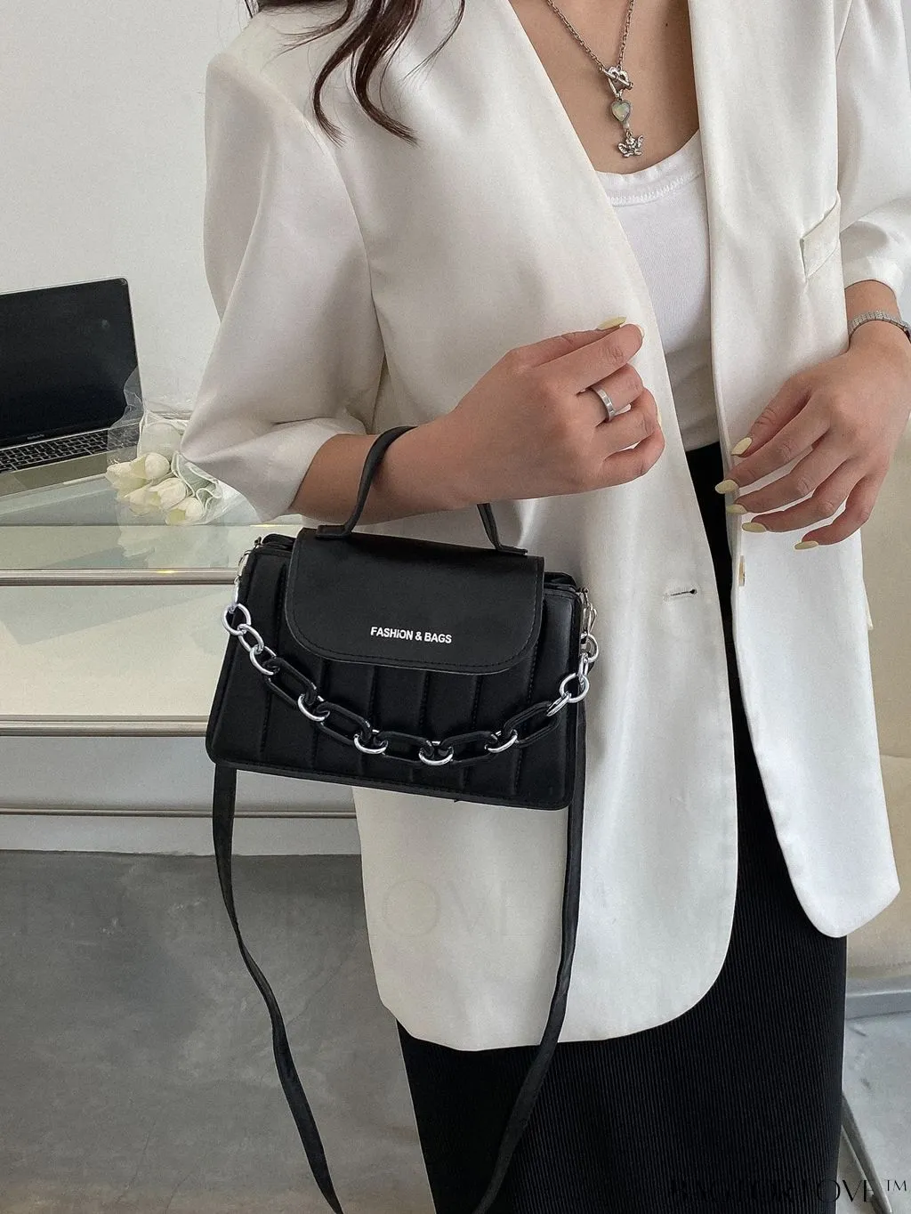 BagForLove - Compact Chain-Adorned Satchel: Stylish and Functional