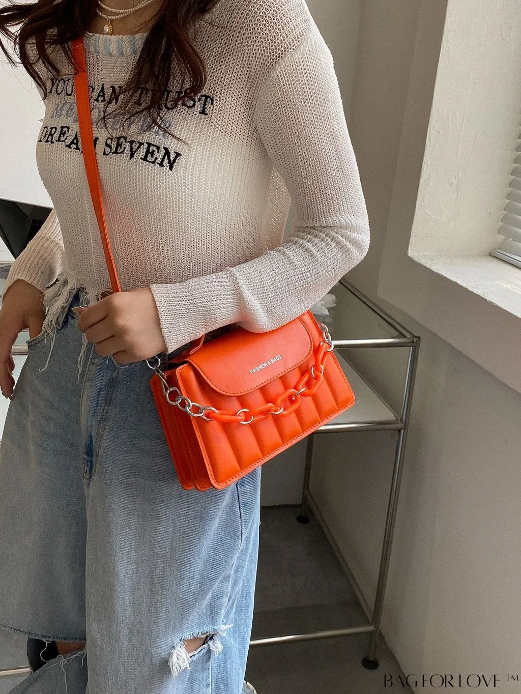 BagForLove - Compact Chain-Adorned Satchel: Stylish and Functional