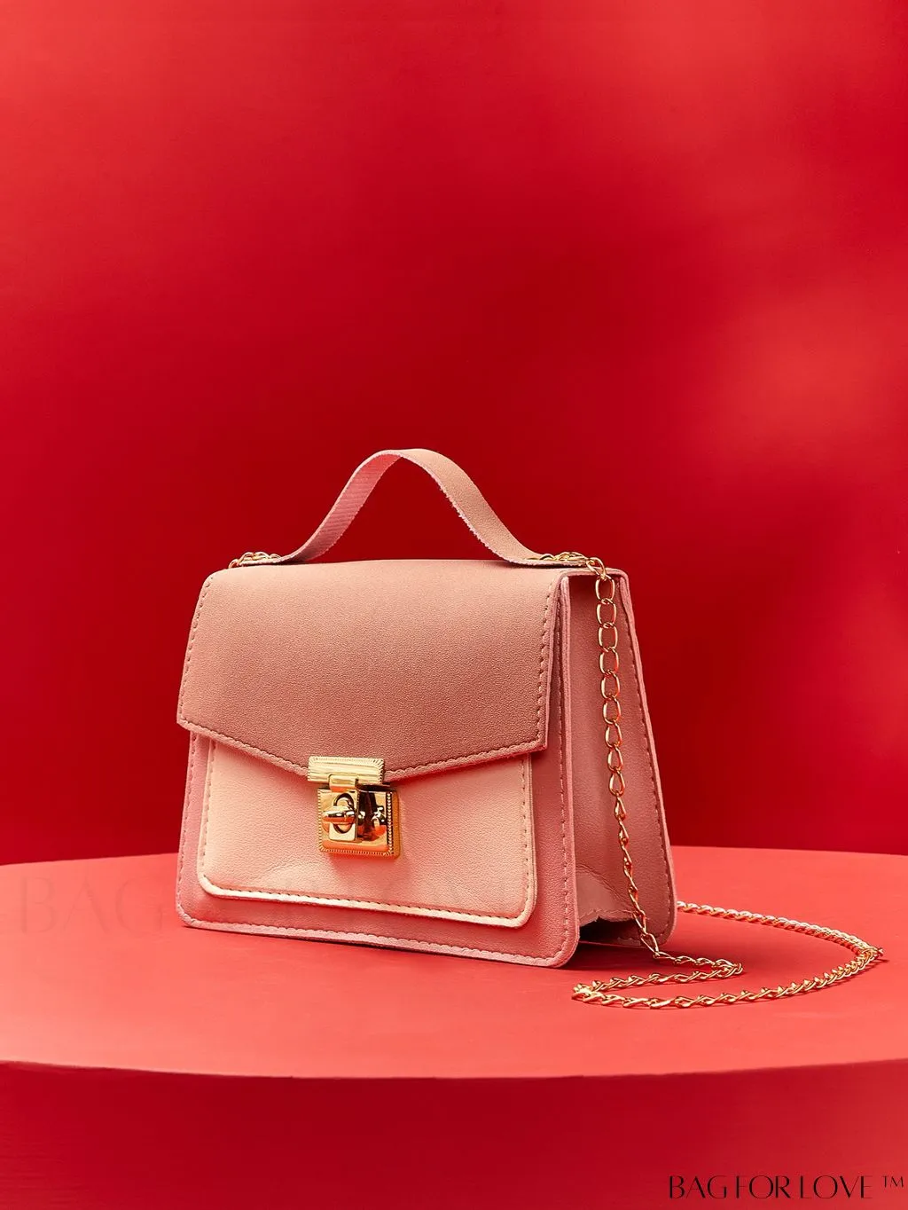 BagForLove - Compact Color Block Flap Chain Satchel: Mini Twist Lock Bag