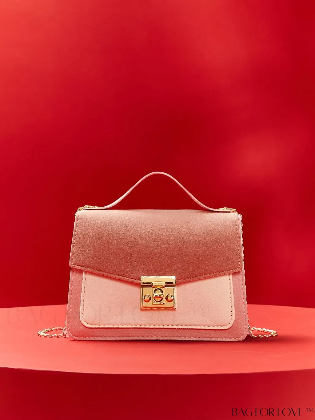 BagForLove - Compact Color Block Flap Chain Satchel: Mini Twist Lock Bag