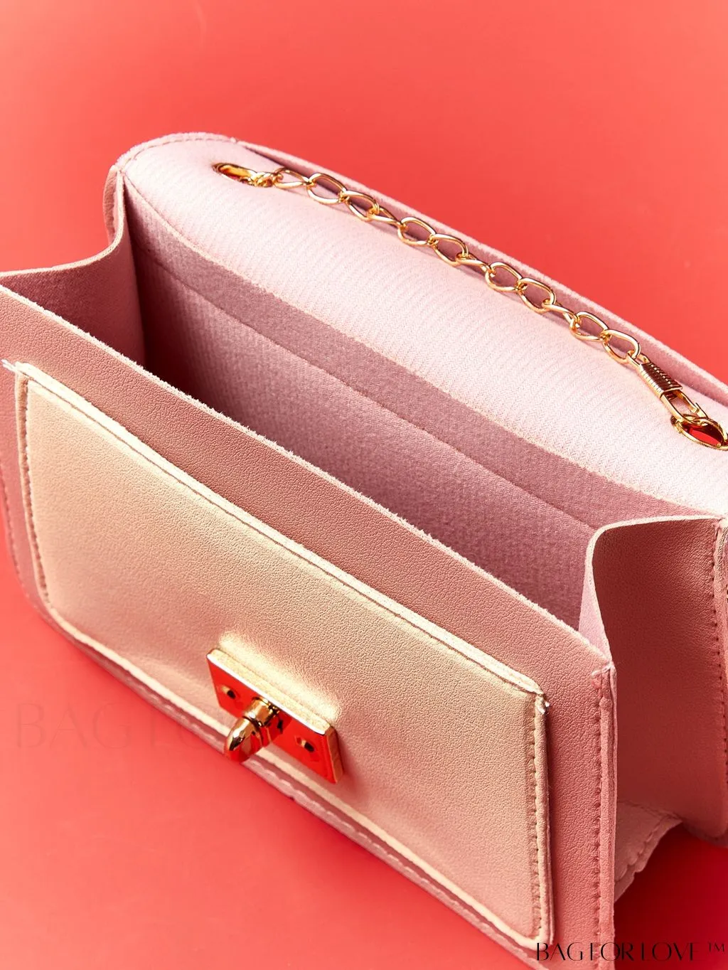 BagForLove - Compact Color Block Flap Chain Satchel: Mini Twist Lock Bag