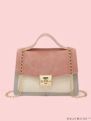 BagForLove - Compact Color Block Flap Chain Satchel: Mini Twist Lock Bag