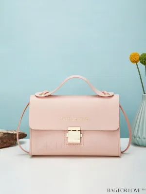BagForLove - Compact Flap Square Bag with Letter Graphic and Top Handle