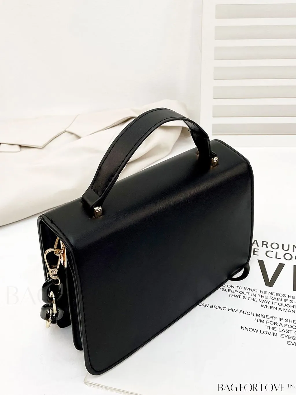BagForLove - Compact Metallic Chain Flap Bag with Square Design