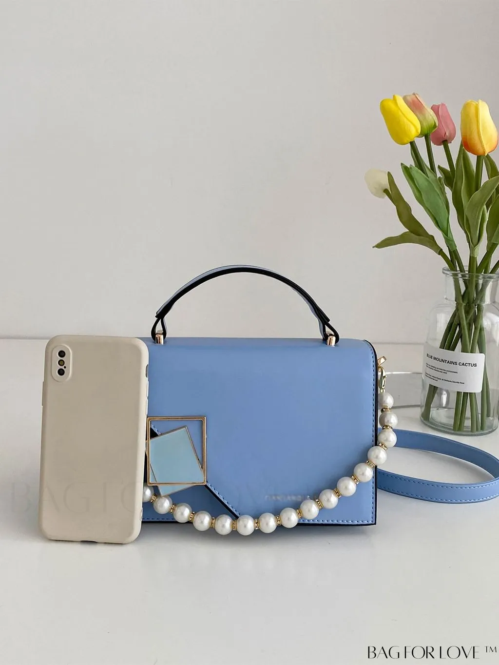 BagForLove - Compact Metallic Chain Flap Bag with Square Design