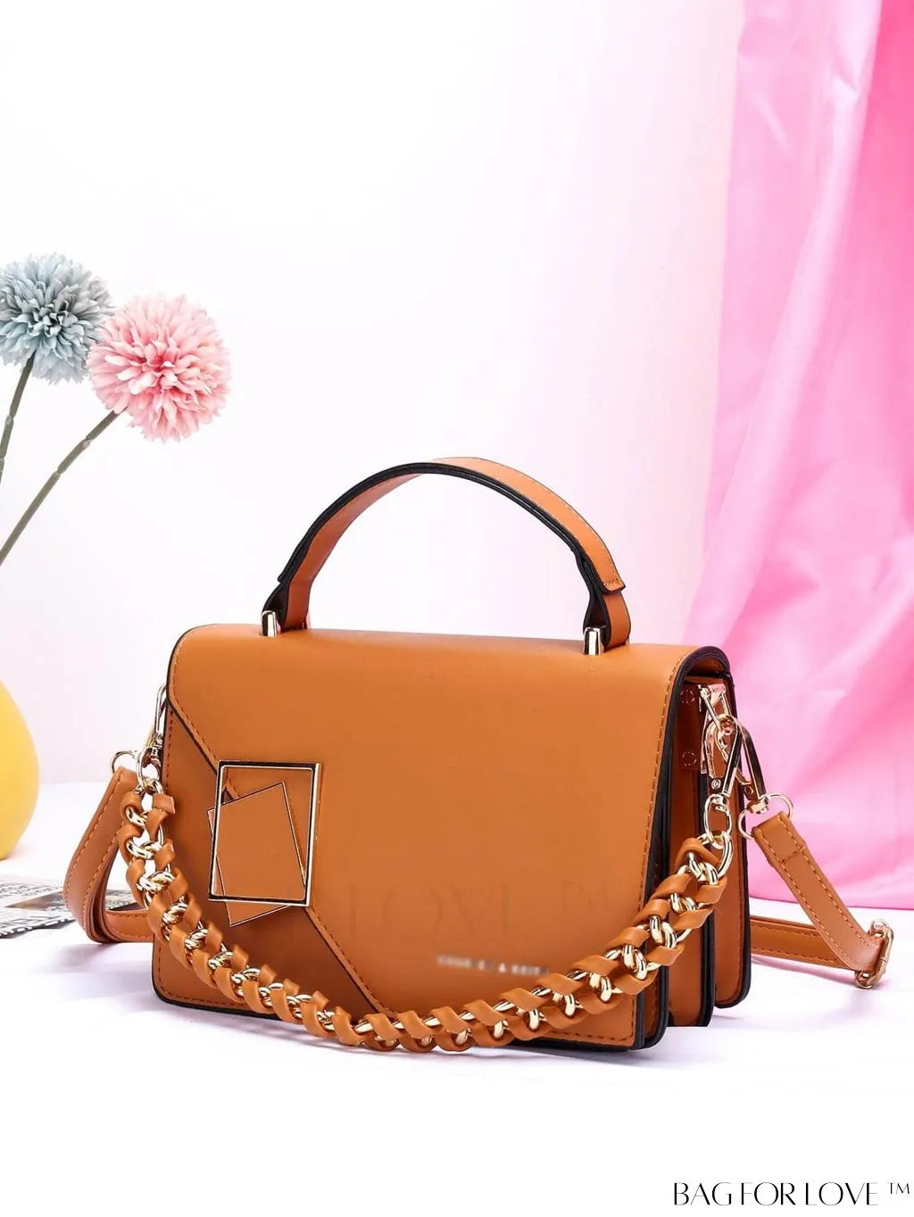 BagForLove - Compact Metallic Chain Flap Bag with Square Design