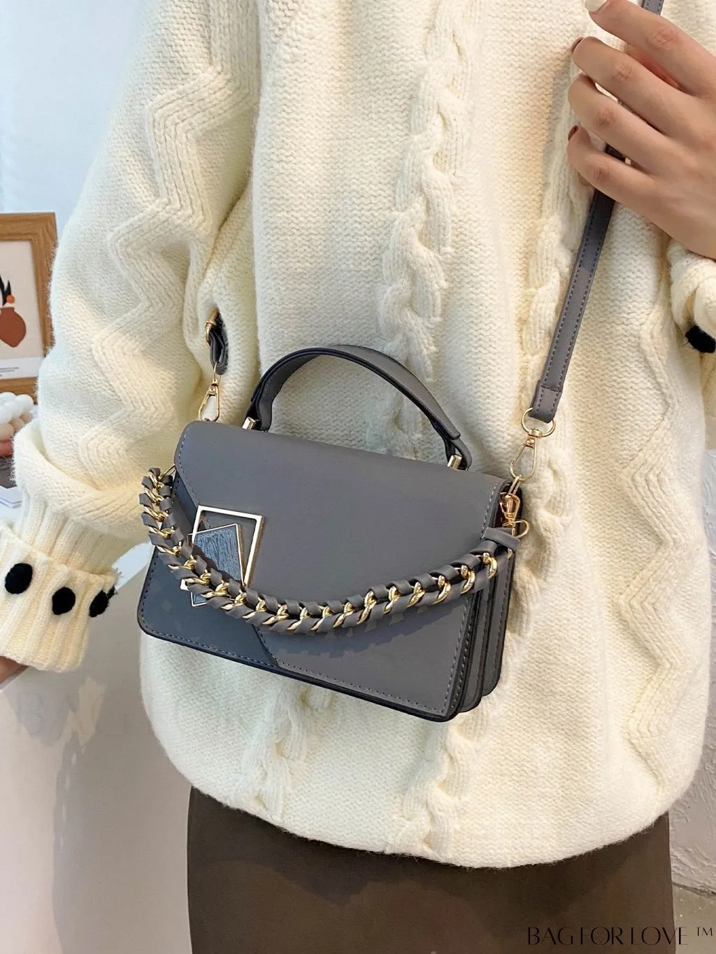 BagForLove - Compact Metallic Chain Flap Bag with Square Design