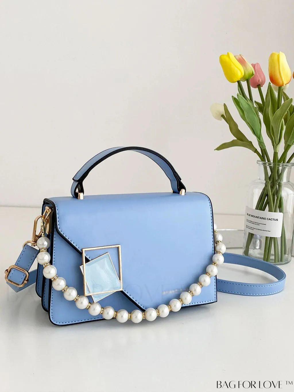 BagForLove - Compact Metallic Chain Flap Bag with Square Design