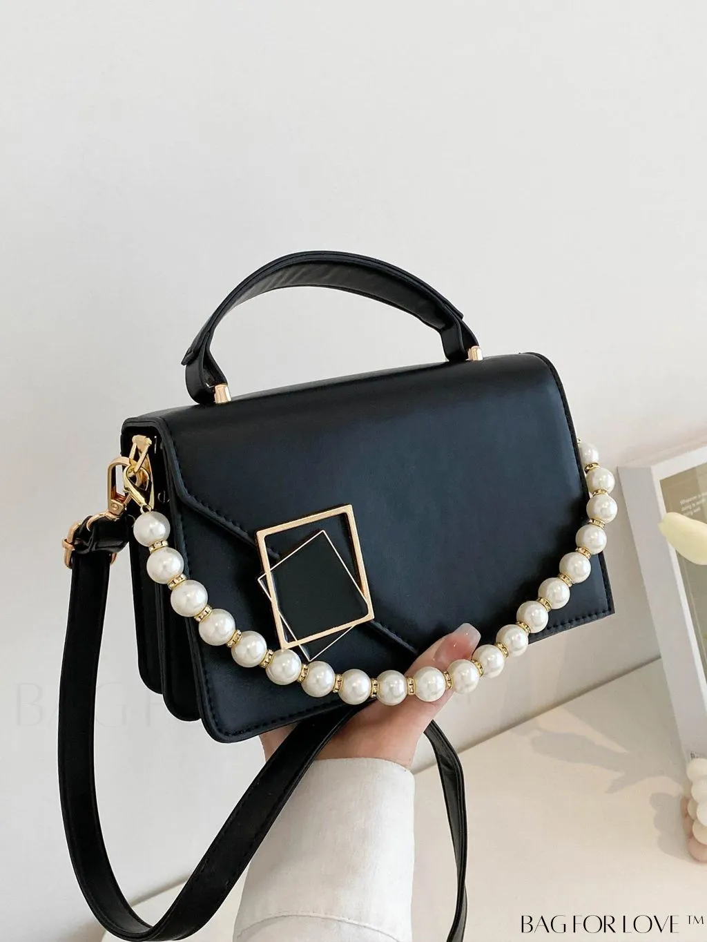 BagForLove - Compact Metallic Chain Flap Bag with Square Design