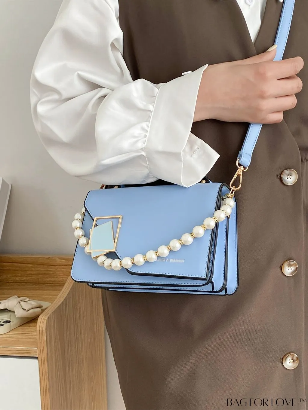BagForLove - Compact Metallic Chain Flap Bag with Square Design