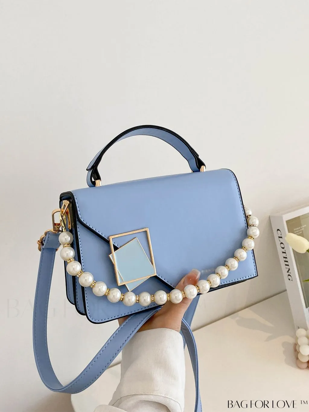 BagForLove - Compact Metallic Chain Flap Bag with Square Design