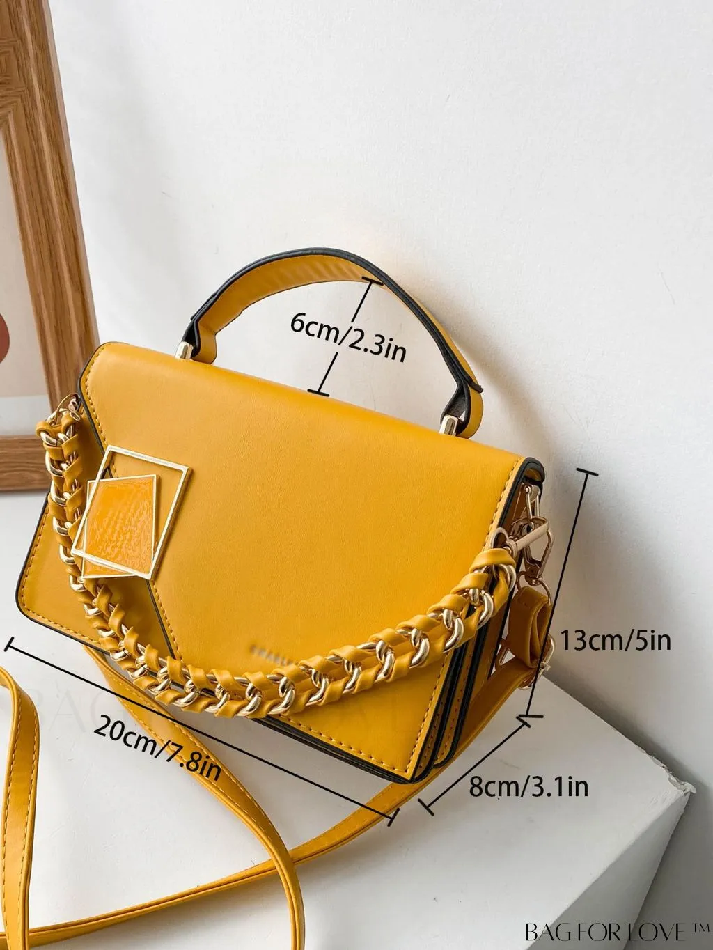BagForLove - Compact Metallic Chain Flap Bag with Square Design