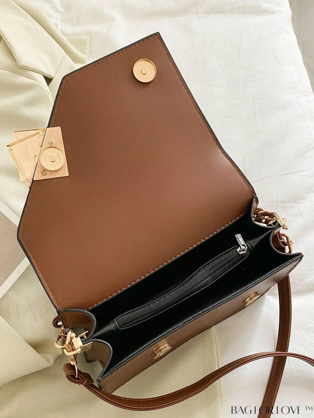 BagForLove - Compact Metallic Chain Flap Bag with Square Design