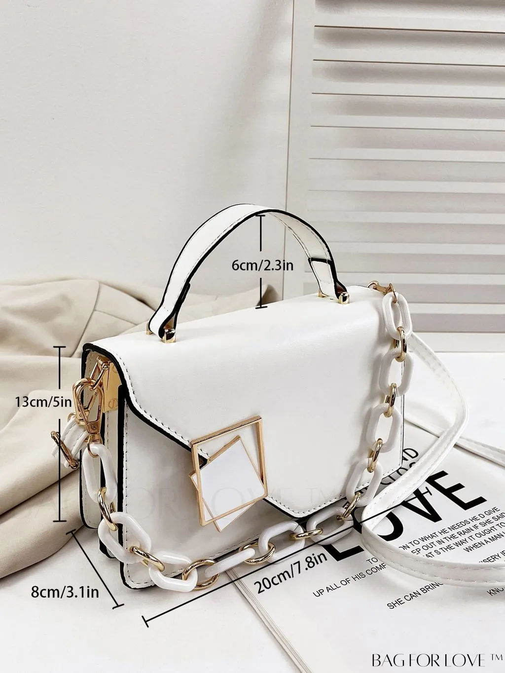 BagForLove - Compact Metallic Chain Flap Bag with Square Design