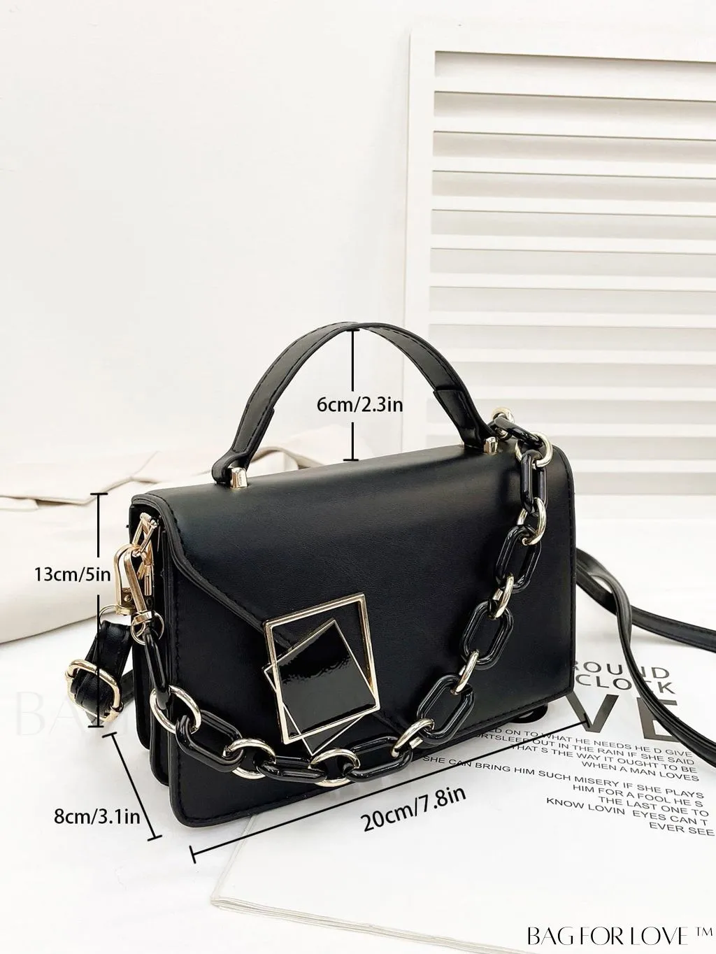 BagForLove - Compact Metallic Chain Flap Bag with Square Design