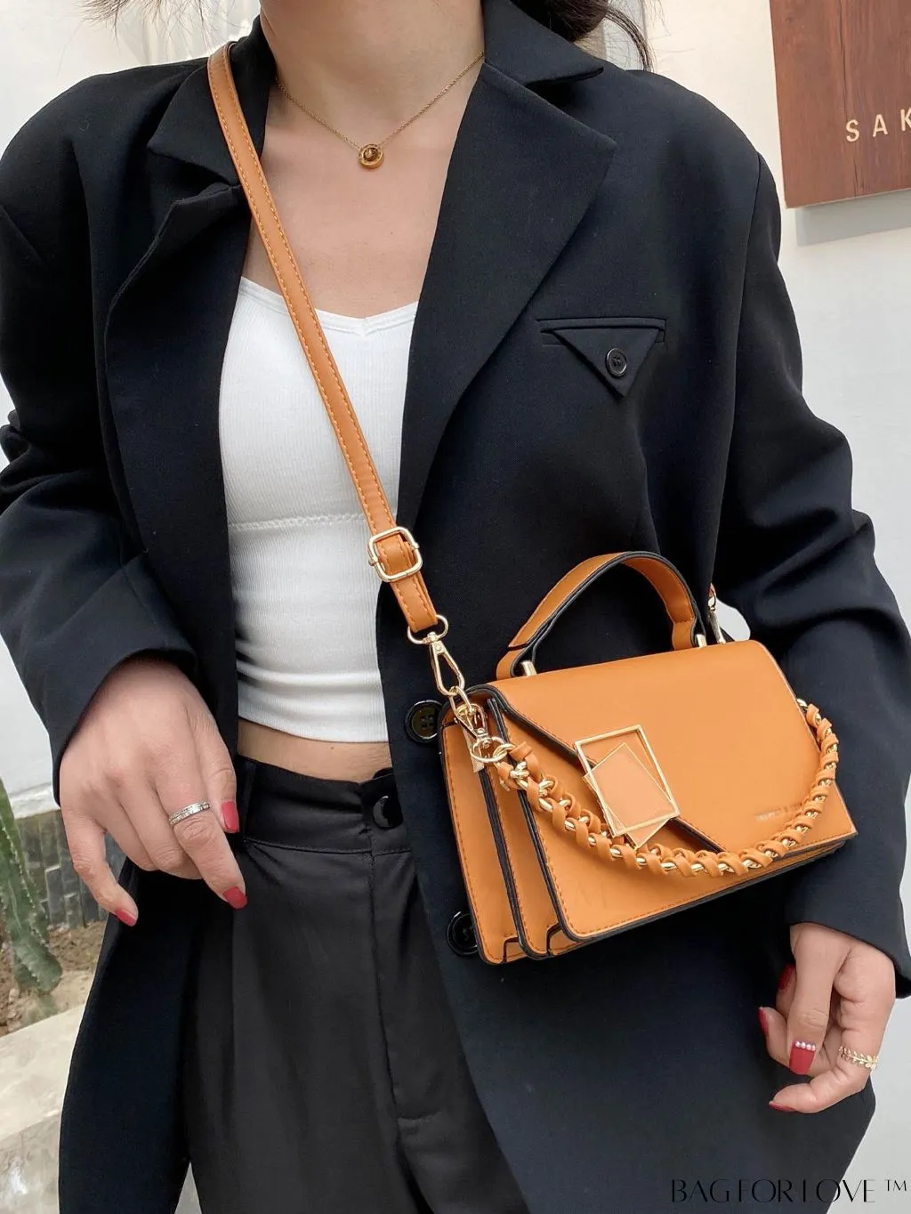 BagForLove - Compact Metallic Chain Flap Bag with Square Design