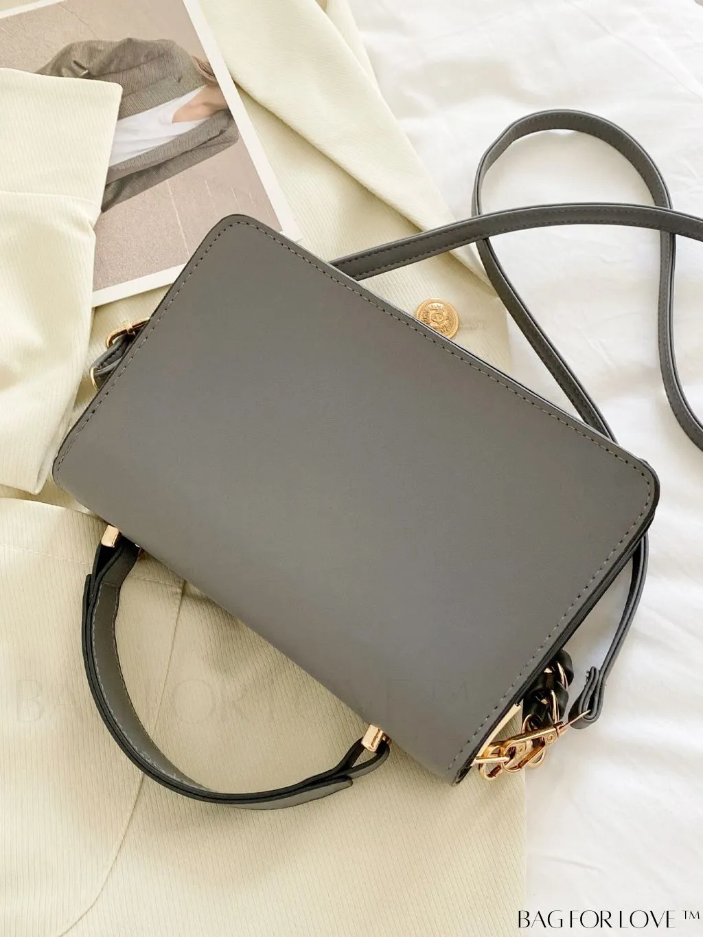 BagForLove - Compact Metallic Chain Flap Bag with Square Design