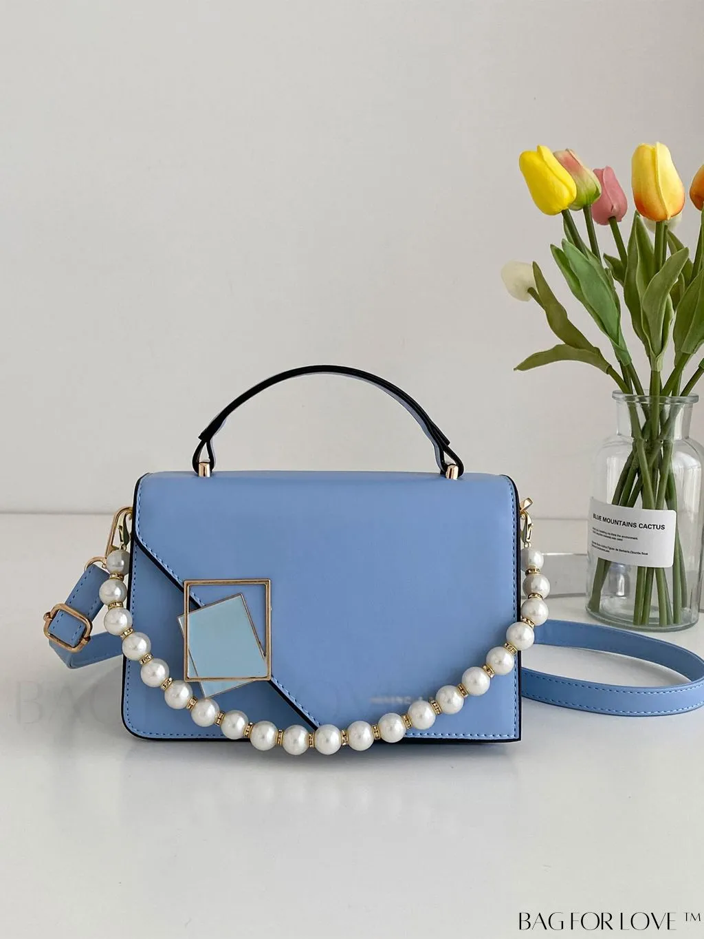 BagForLove - Compact Metallic Chain Flap Bag with Square Design