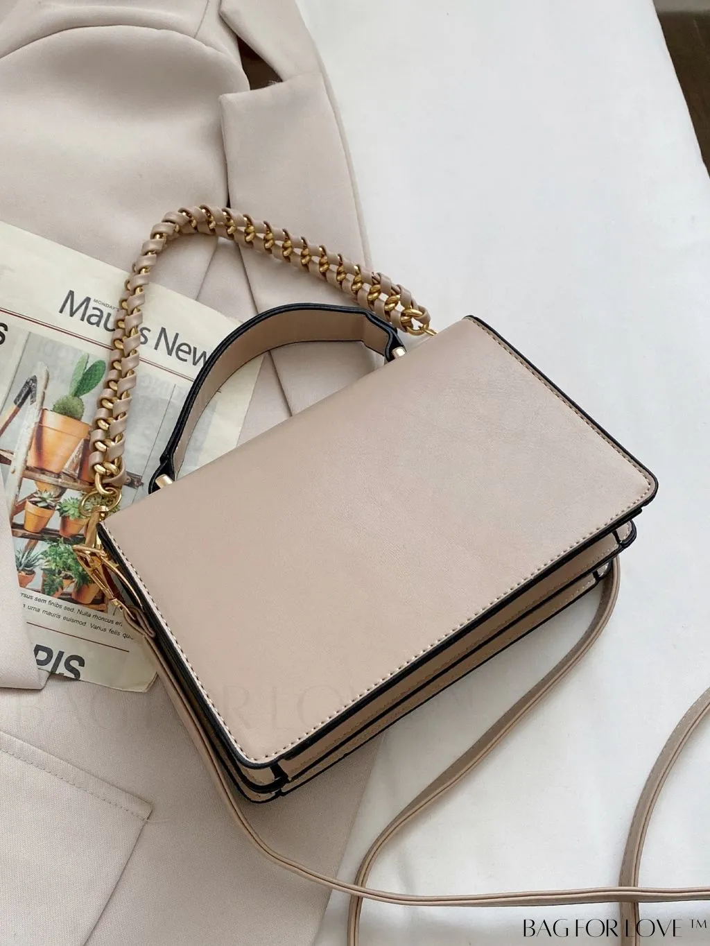 BagForLove - Compact Metallic Chain Flap Bag with Square Design