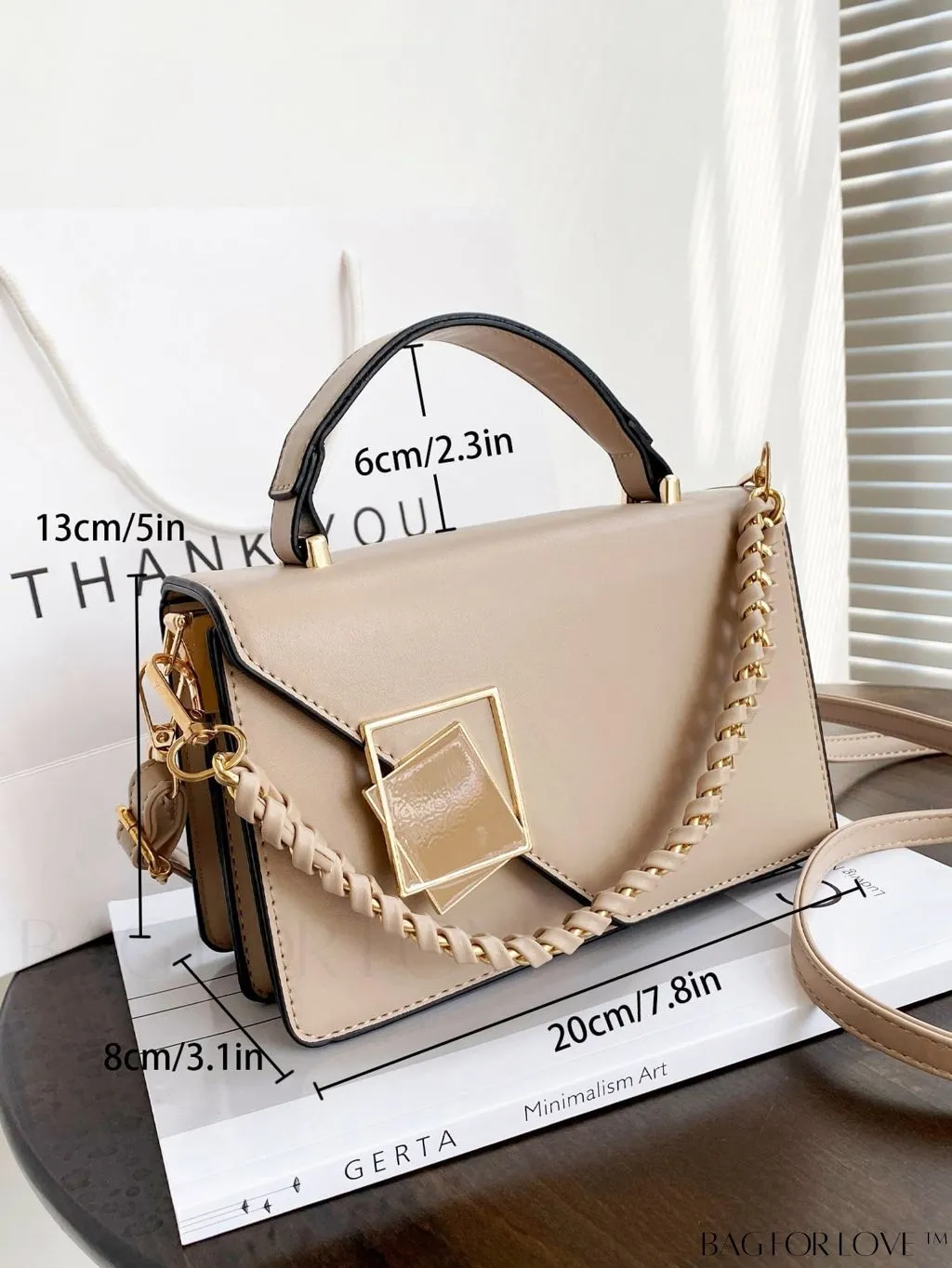 BagForLove - Compact Metallic Chain Flap Bag with Square Design