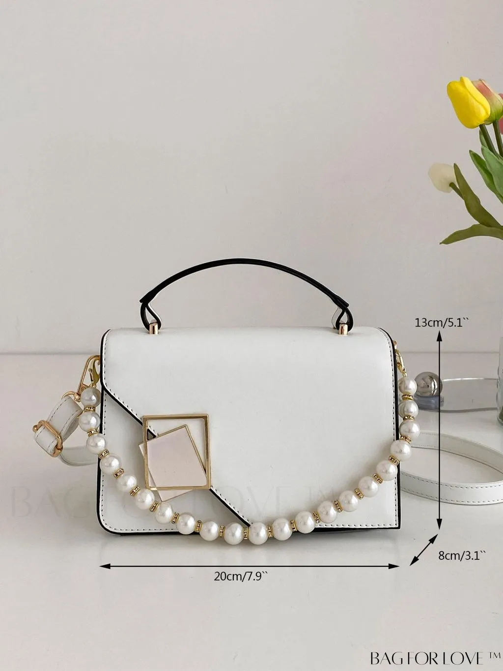 BagForLove - Compact Metallic Chain Flap Bag with Square Design