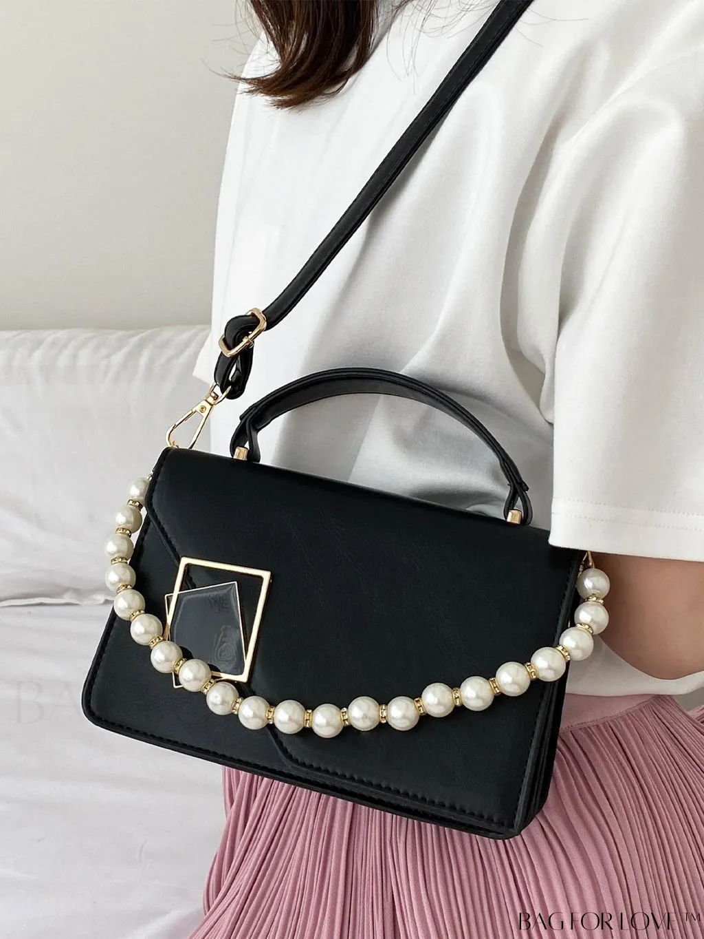 BagForLove - Compact Metallic Chain Flap Bag with Square Design