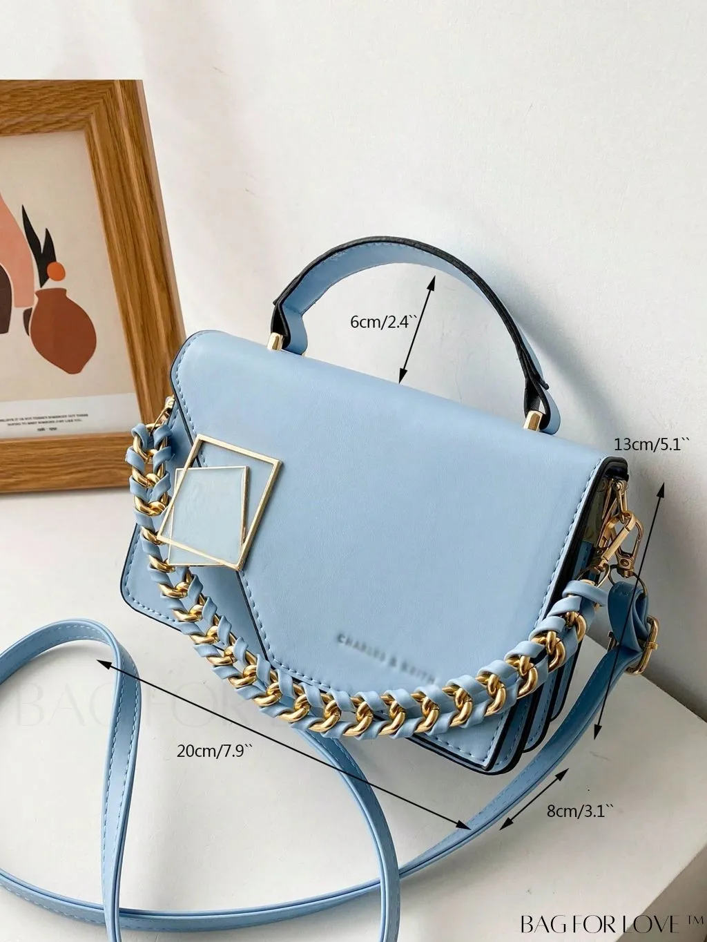 BagForLove - Compact Metallic Chain Flap Bag with Square Design