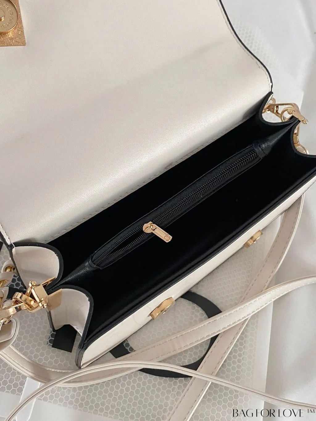 BagForLove - Compact Metallic Chain Flap Bag with Square Design