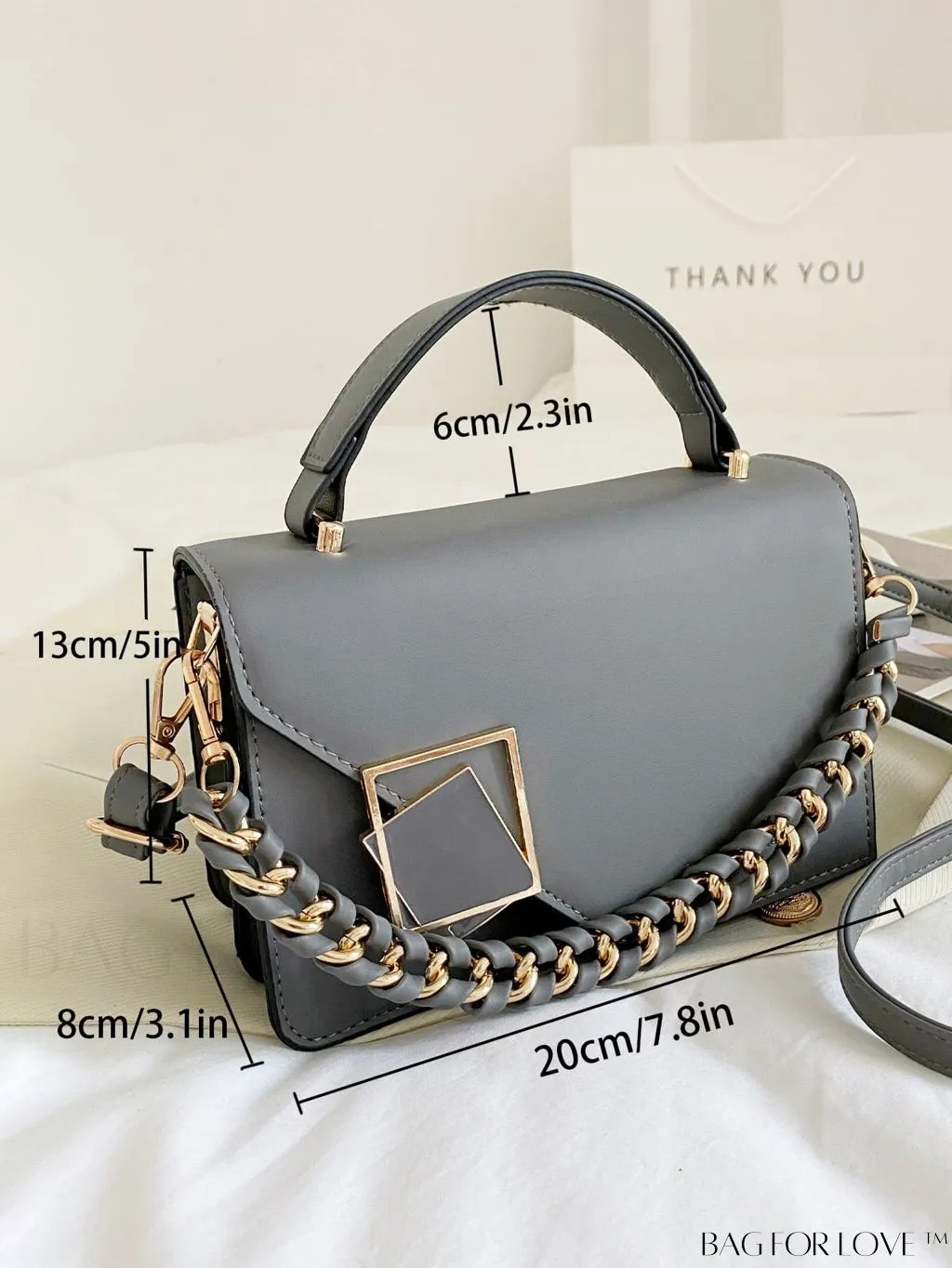 BagForLove - Compact Metallic Chain Flap Bag with Square Design