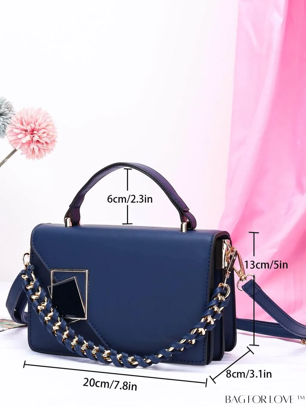 BagForLove - Compact Metallic Chain Flap Bag with Square Design
