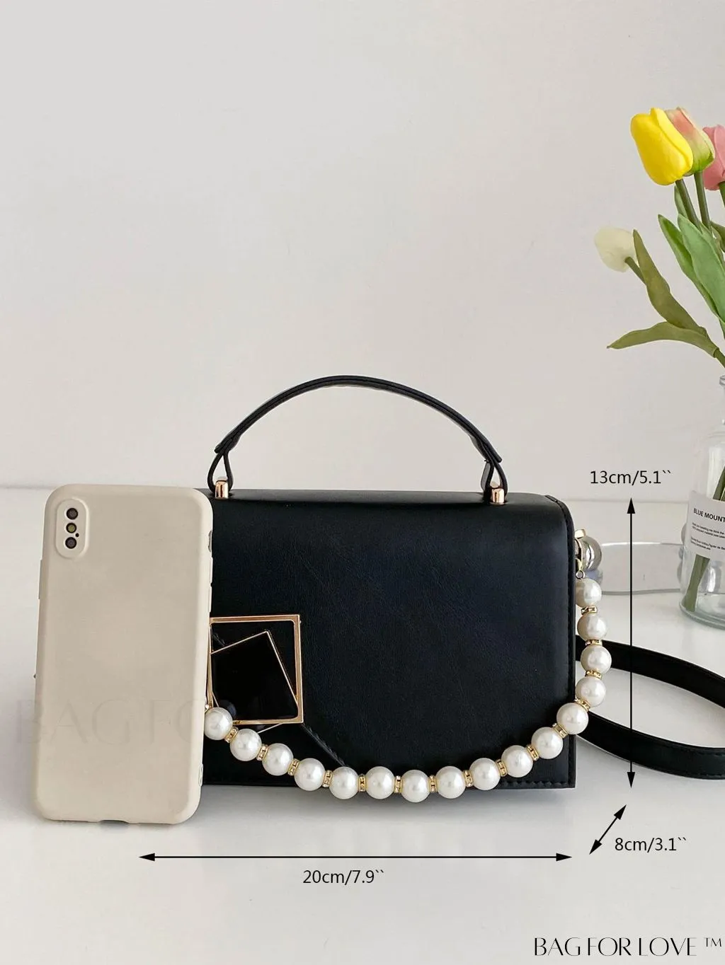 BagForLove - Compact Metallic Chain Flap Bag with Square Design