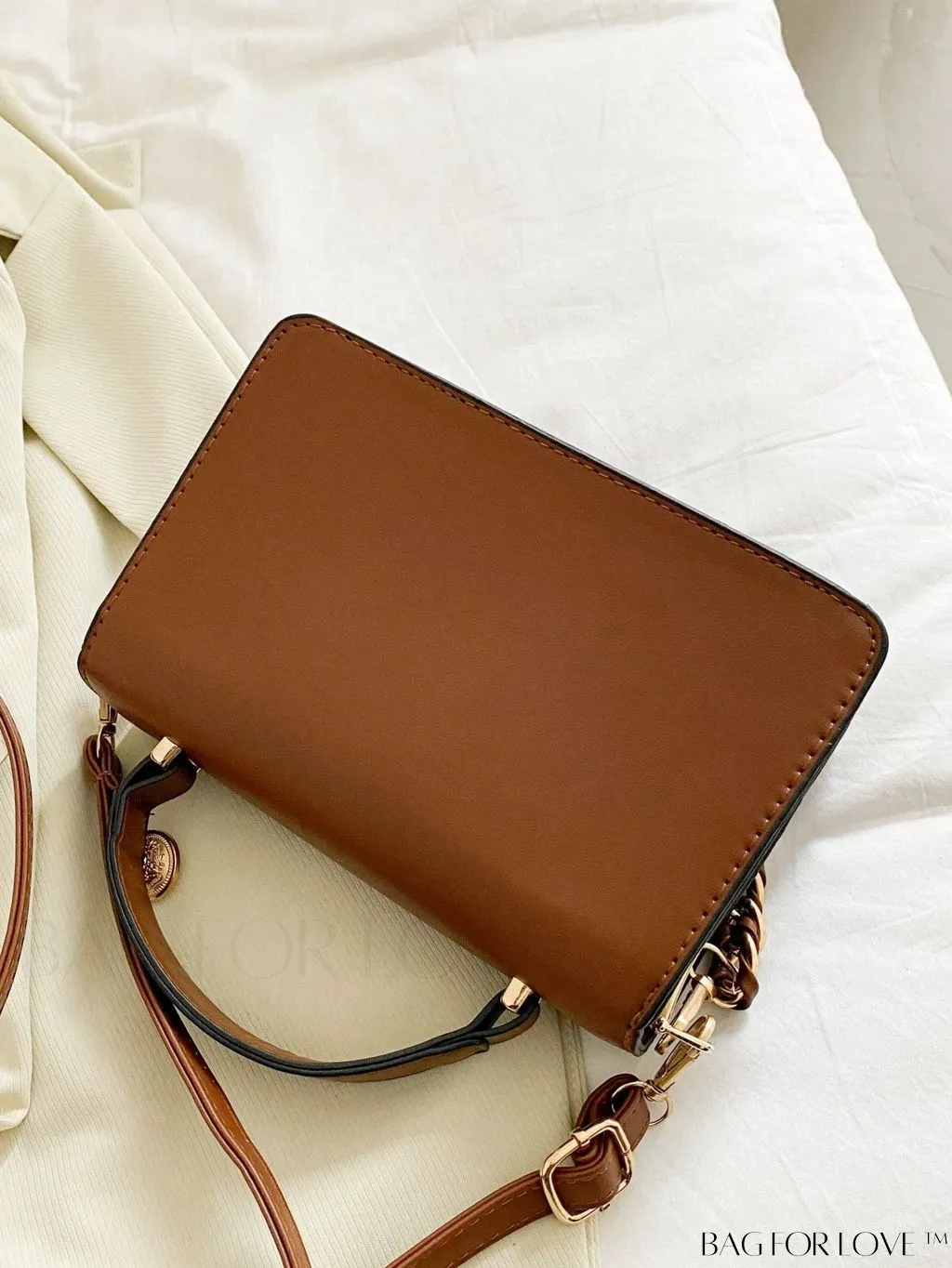 BagForLove - Compact Metallic Chain Flap Bag with Square Design