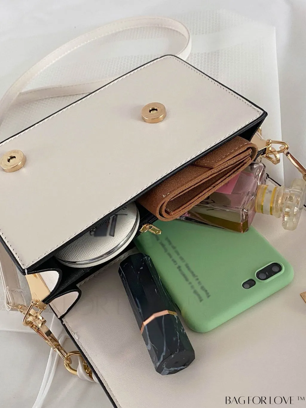 BagForLove - Compact Metallic Chain Flap Bag with Square Design