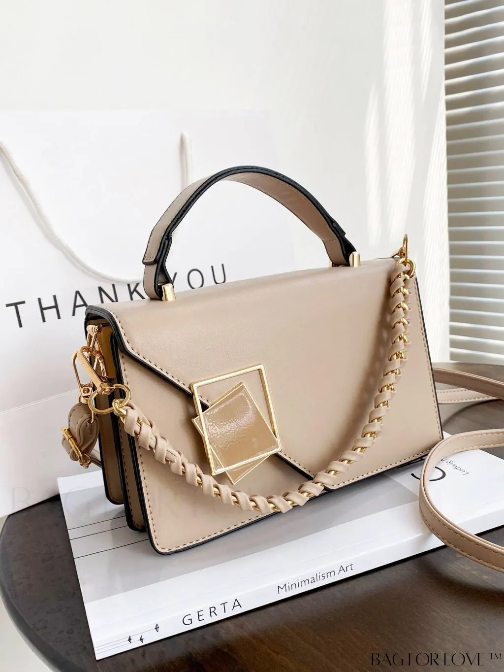 BagForLove - Compact Metallic Chain Flap Bag with Square Design