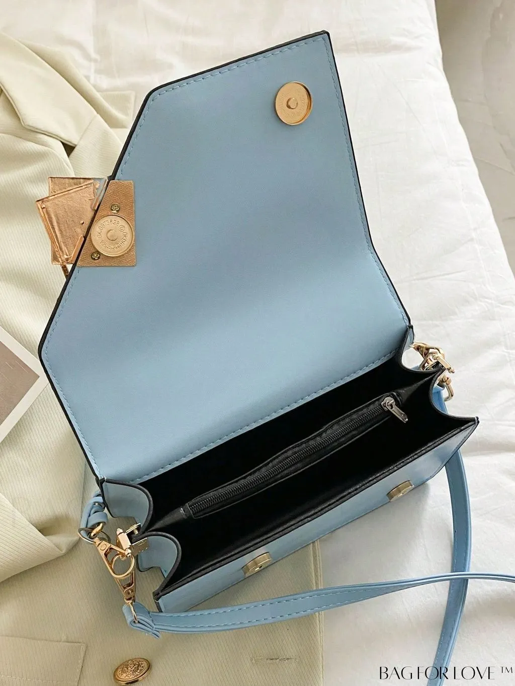 BagForLove - Compact Metallic Chain Flap Bag with Square Design