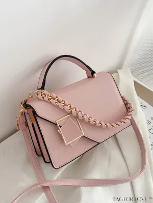 BagForLove - Compact Metallic Chain Flap Bag with Square Design