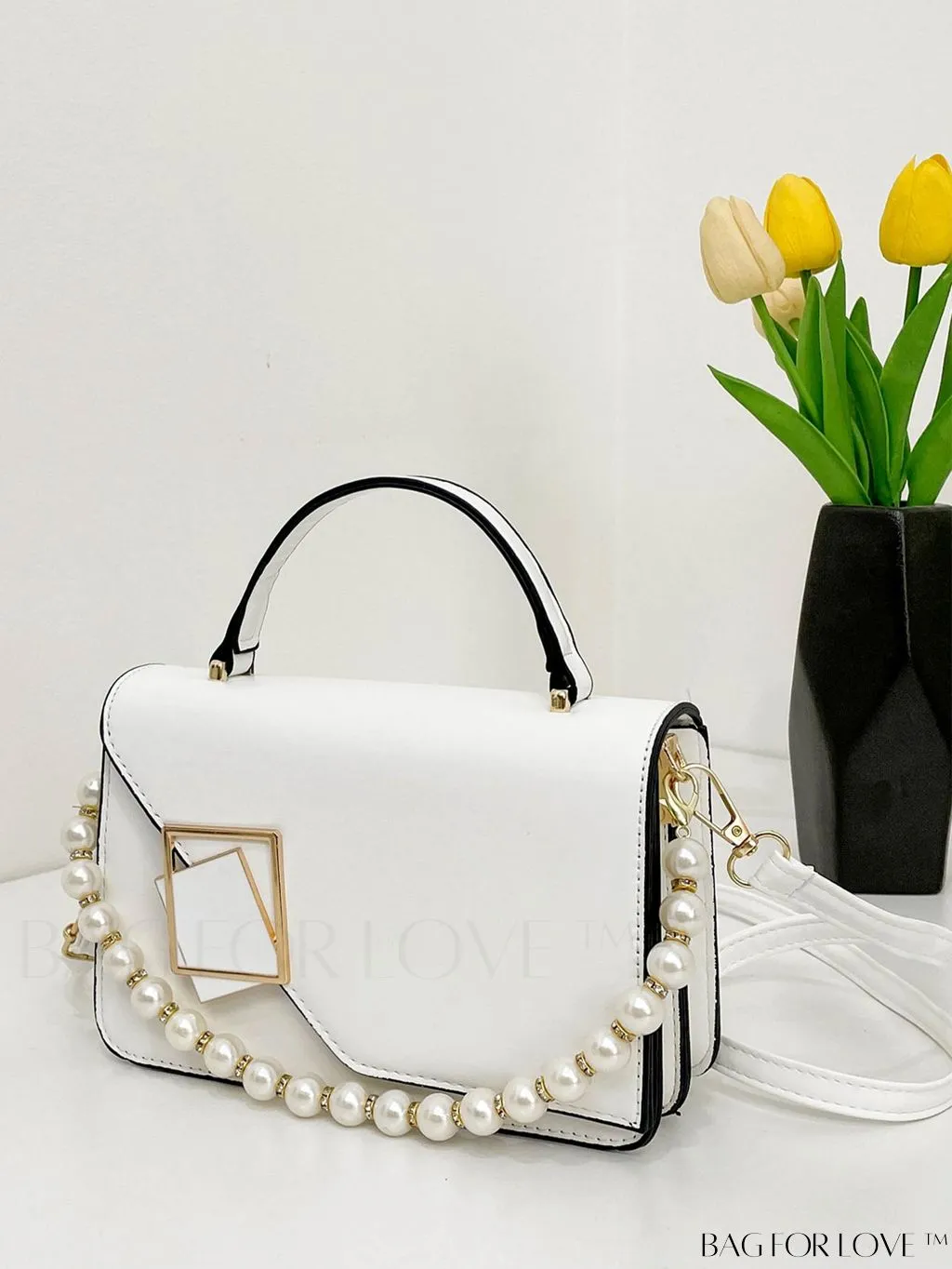 BagForLove - Compact Metallic Chain Flap Bag with Square Design