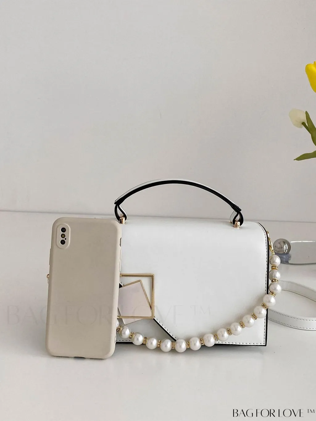 BagForLove - Compact Metallic Chain Flap Bag with Square Design