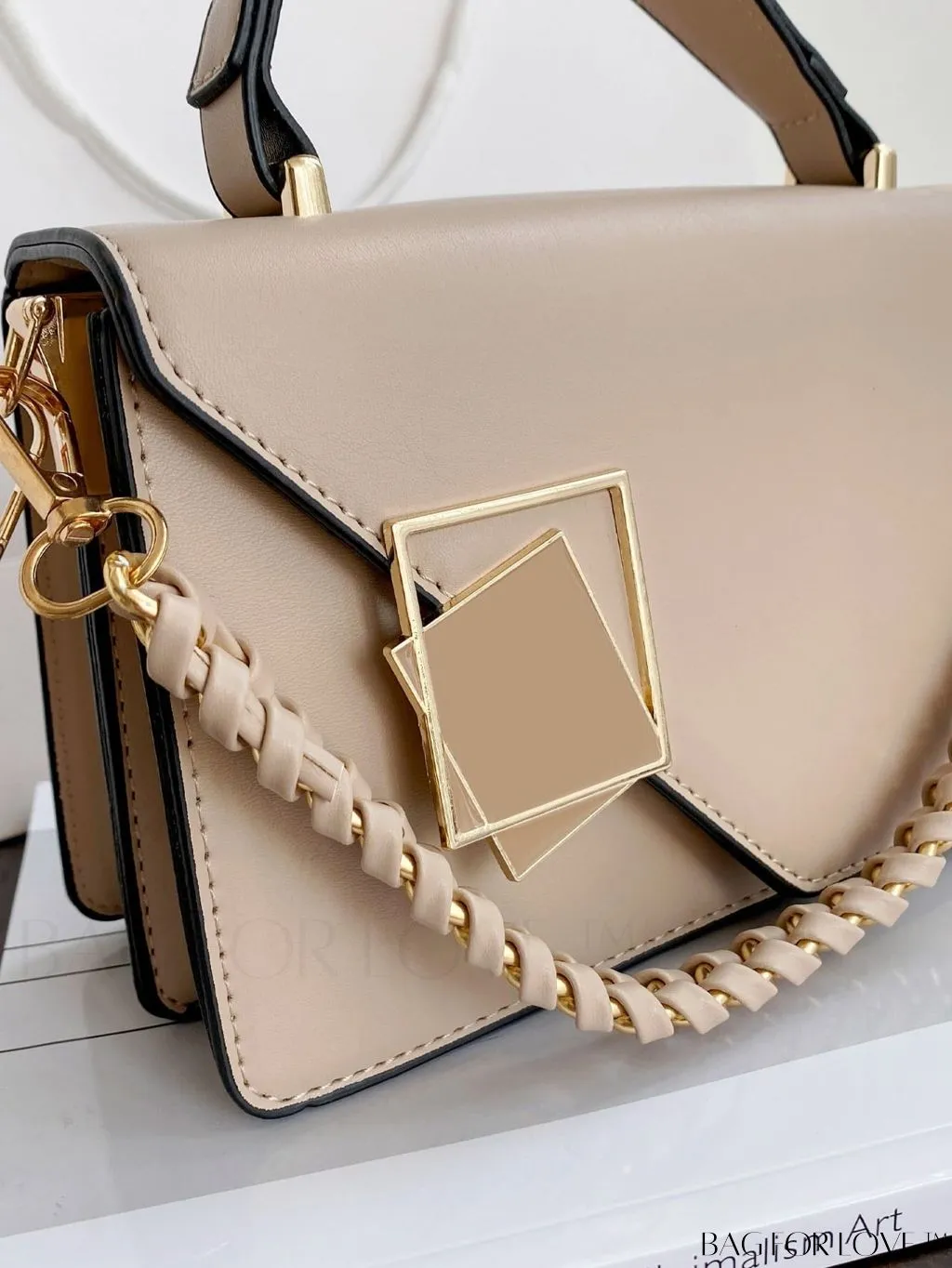 BagForLove - Compact Metallic Chain Flap Bag with Square Design