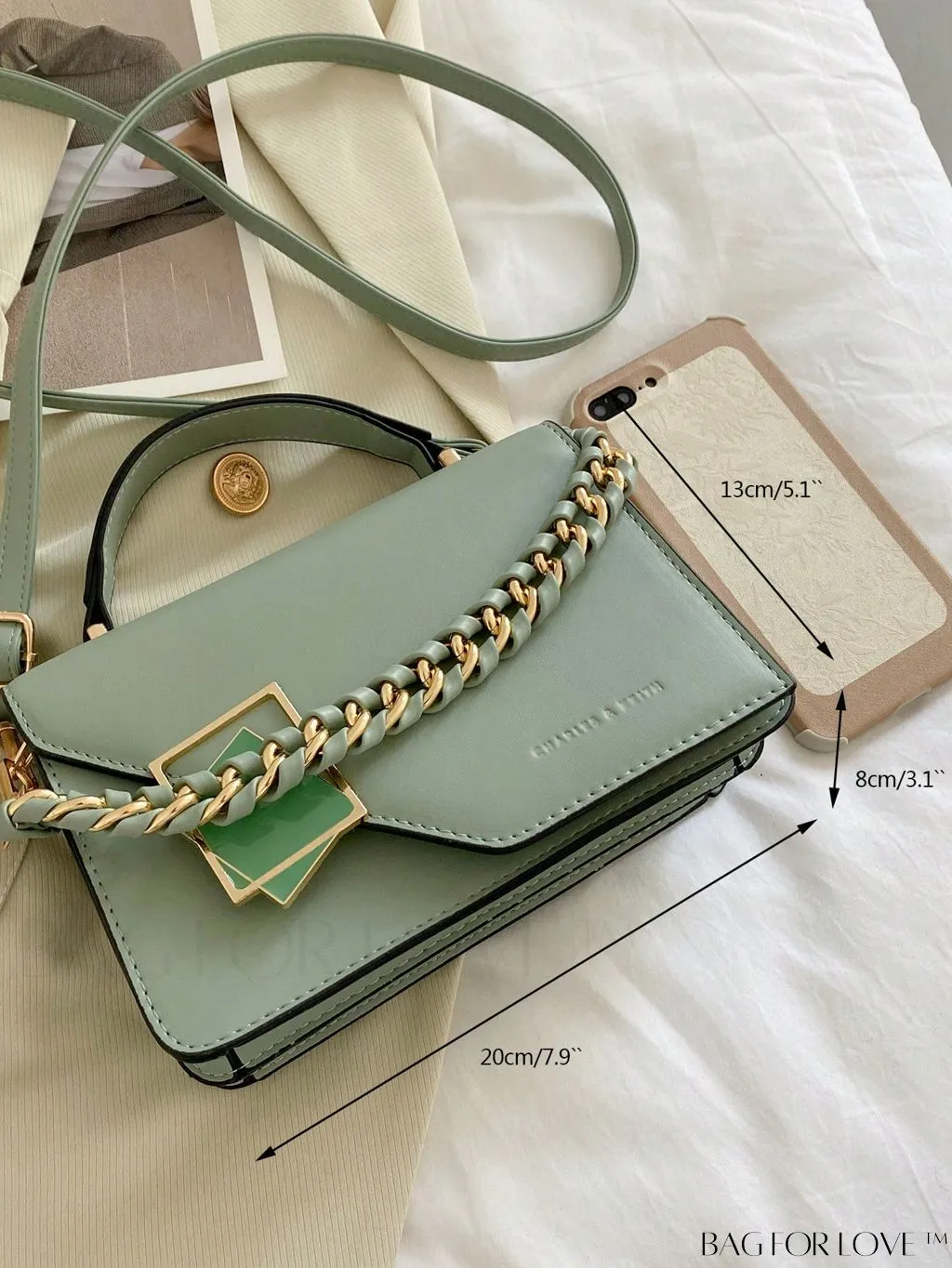 BagForLove - Compact Metallic Chain Flap Bag with Square Design