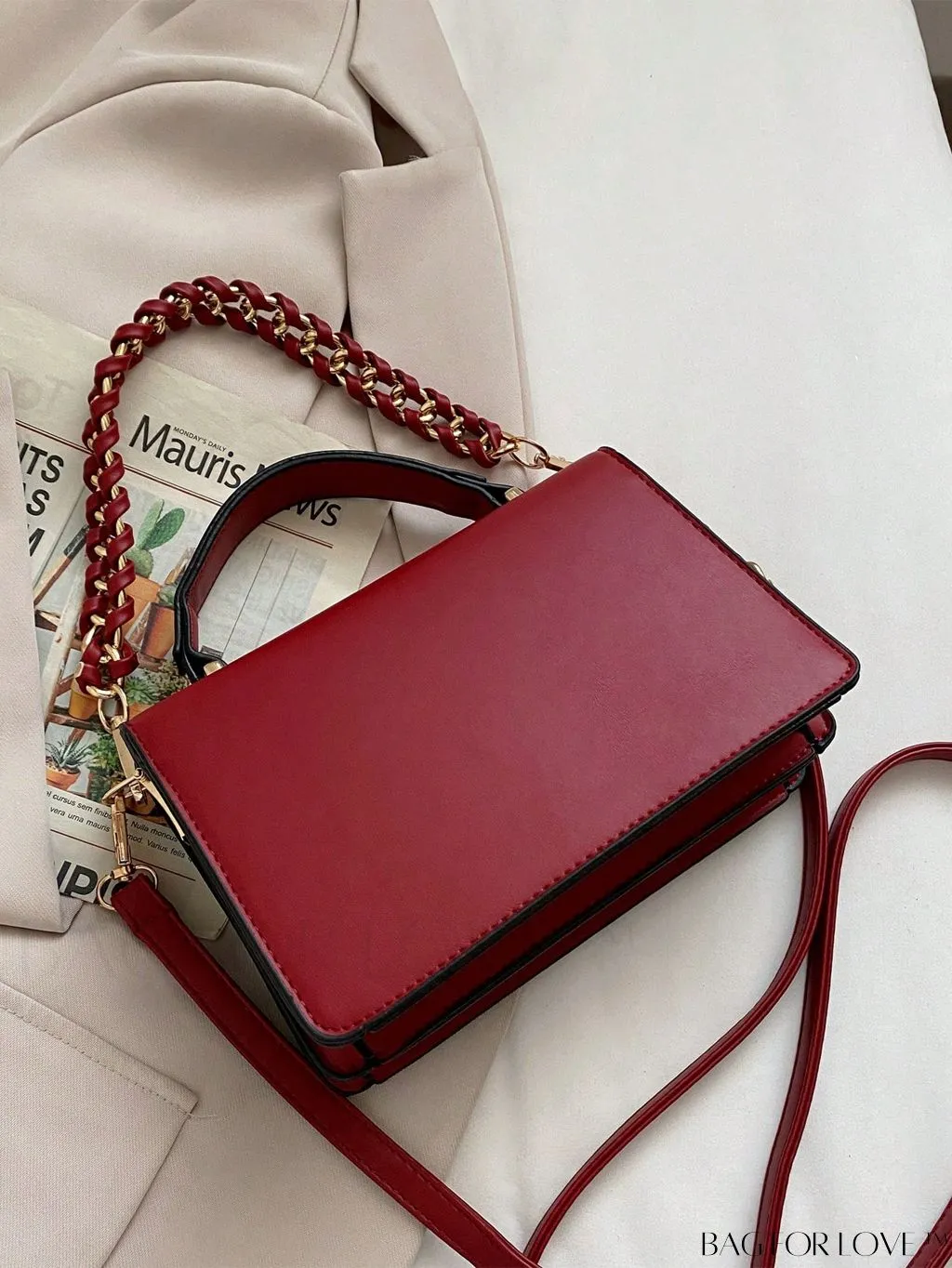BagForLove - Compact Metallic Chain Flap Bag with Square Design