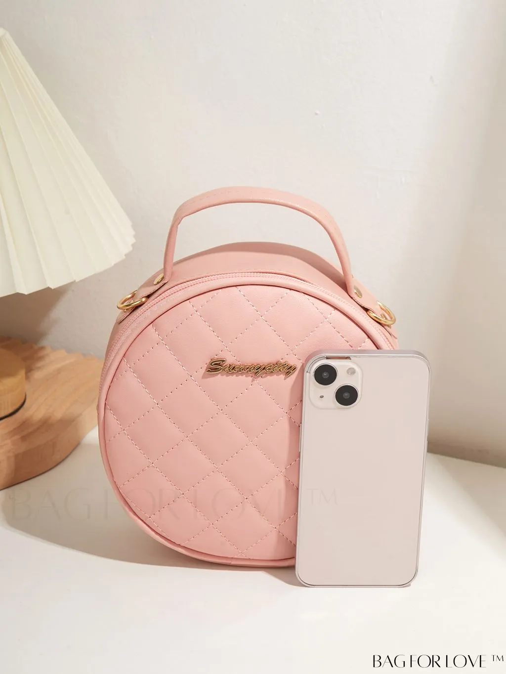 BagForLove - Compact Metallic Circle Bag with Decorative Satchel Design