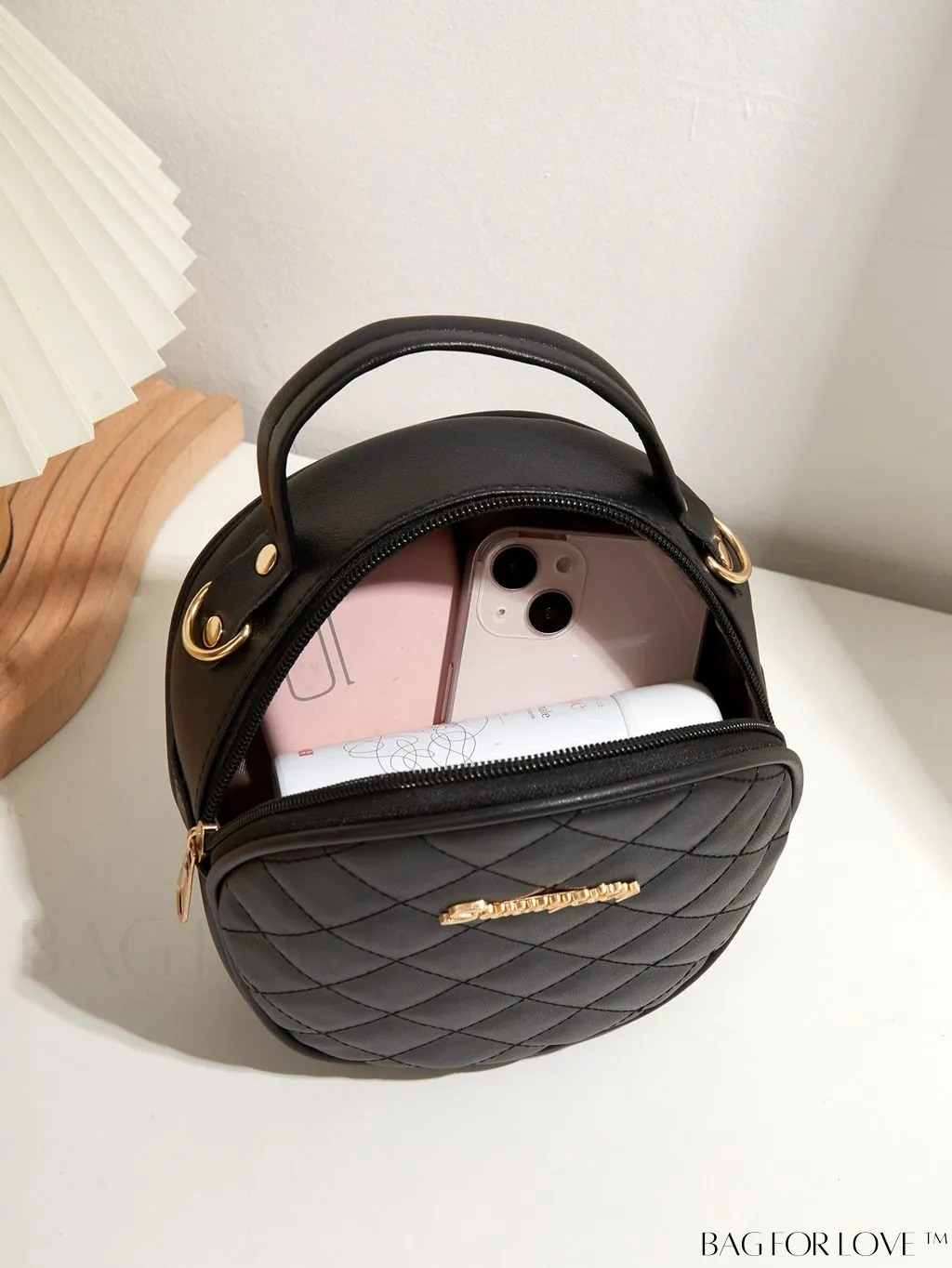 BagForLove - Compact Metallic Circle Bag with Decorative Satchel Design