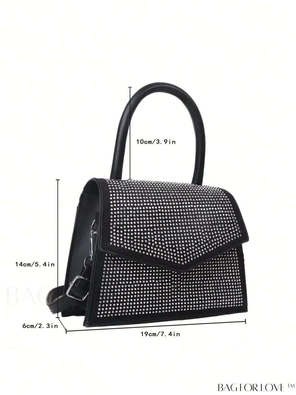 BagForLove - Compact Rivet-Embellished Shoulder Tote with Adjustable Strap